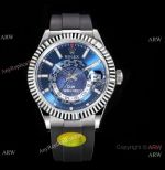 iu Factory Rolex DiW Sky-Dweller World Timer Navy Dial Rubber Strap Watches